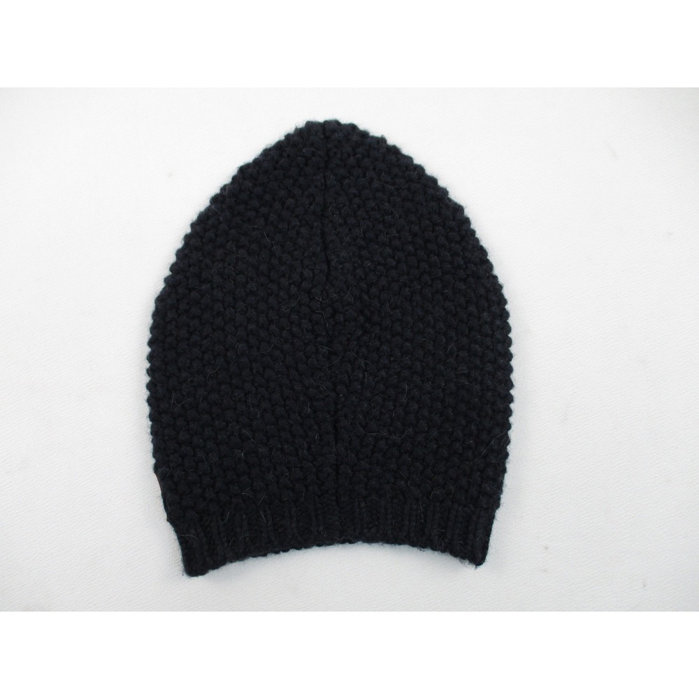 Prada Beanie Women TU Navy Blue Wool Alpaca Chunky Knit Linea Rossa Logo Hat - Picture 3 of 11
